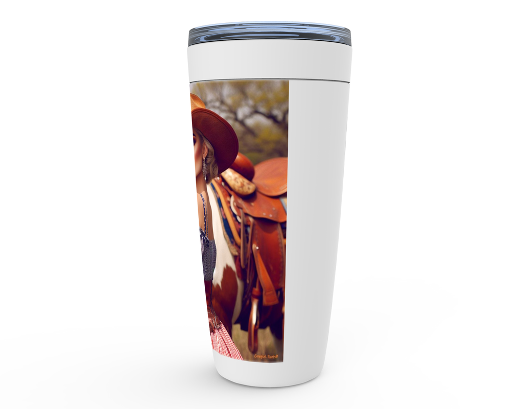 Cowgirl Roots™ Prairie Pin Up Cowgirl Tumbler 20oz Stainless Steel Insulated Hot and Cold Travel Mugs