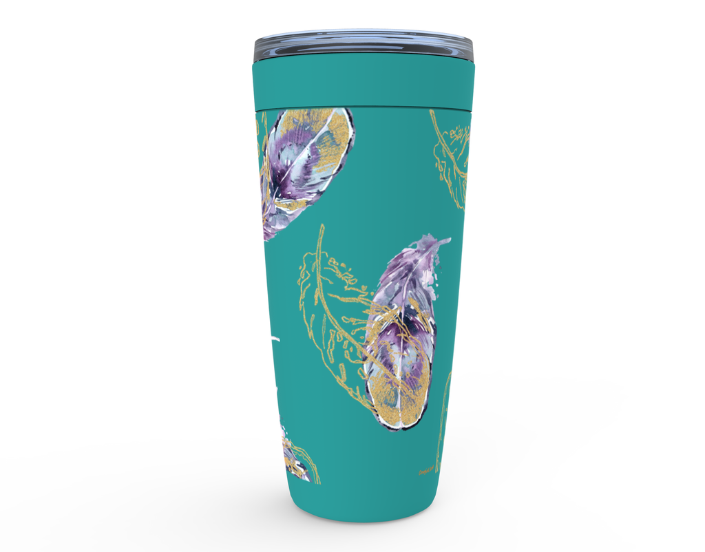 Cowgirl Roots™ Purple and Golden Feathers Tumbler 20oz Stainless Steel Insulated Hot and Cold Travel Mugs