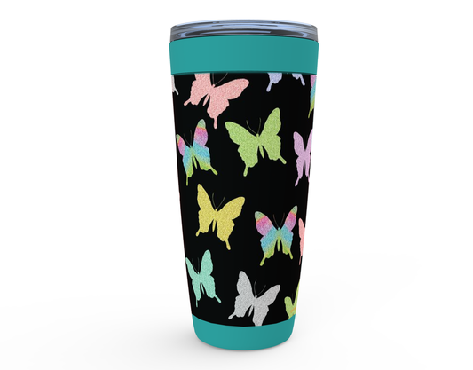 Cowgirl Roots™ Glitter Butterflies Tumbler 20oz Stainless Steel Insulated Hot and Cold Travel Mugs