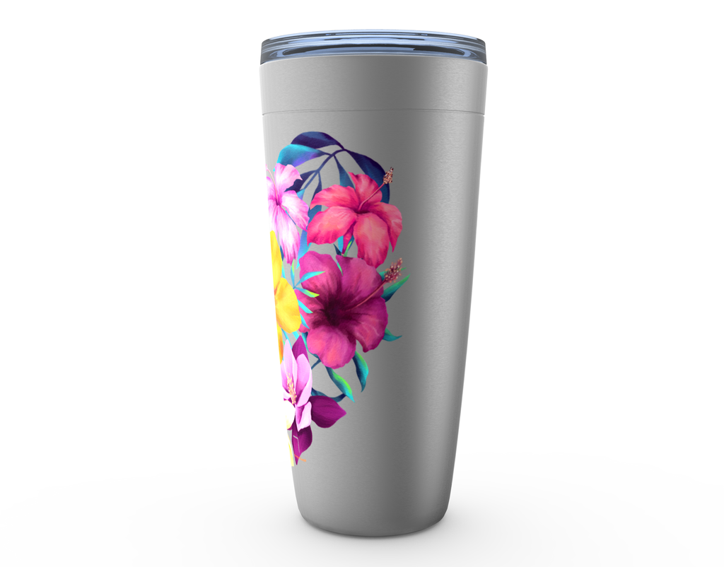 Cowgirl Roots™ Tropical Flower Heart Tumbler 20oz Stainless Steel Insulated Hot and Cold Travel Mugs