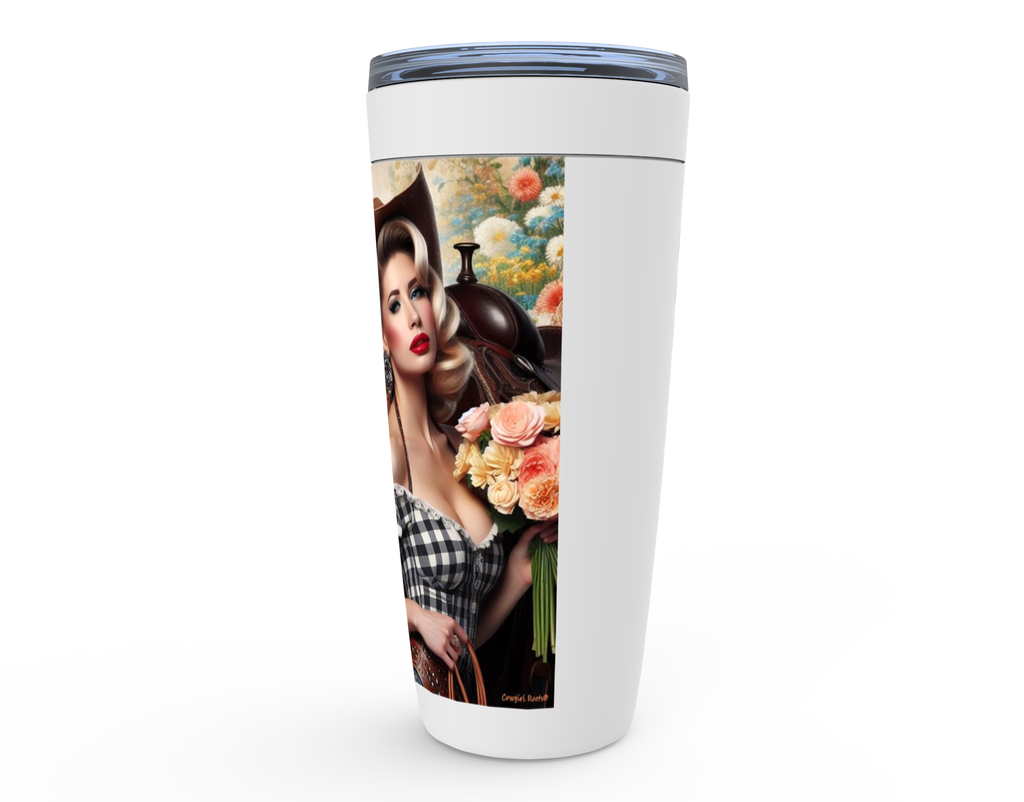 Cowgirl Roots™ Jolene Pin Up Cowgirl Tumbler 20oz Stainless Steel Insulated Hot and Cold Travel Mugs