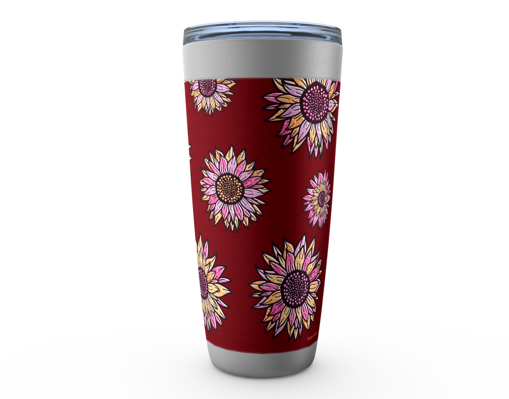 Cowgirl Roots™ Glitter Sunflowers in Red Tumbler 20oz Stainless Steel Insulated Hot and Cold Travel Mugs