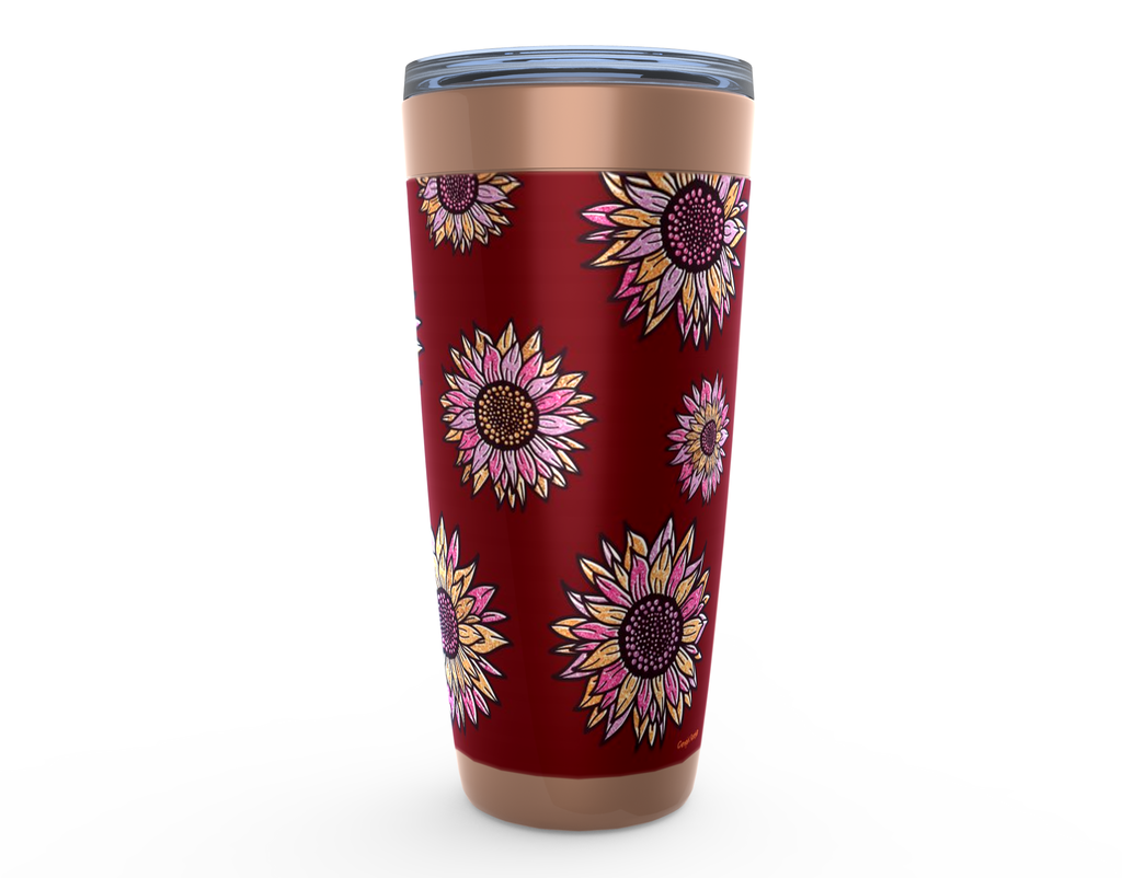 Cowgirl Roots™ Glitter Sunflowers in Red Tumbler 20oz Stainless Steel Insulated Hot and Cold Travel Mugs