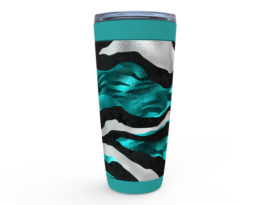 Cowgirl Roots™ Turquoise Metallic Zebra Tumbler 20oz Stainless Steel Insulated Hot and Cold Travel Mugs