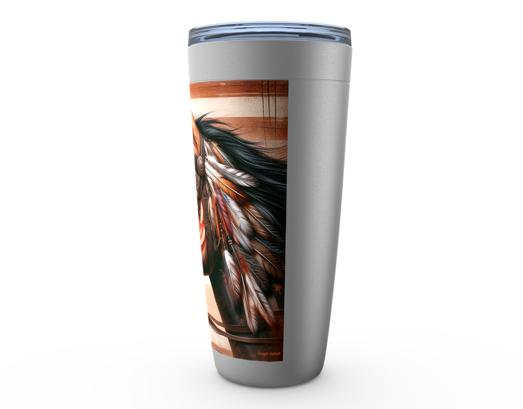 Cowgirl Roots™ Tumbler 20oz Patriotic Freedom Flag Horse Stainless Steel Insulated Hot and Cold Travel Tumbler Mugs