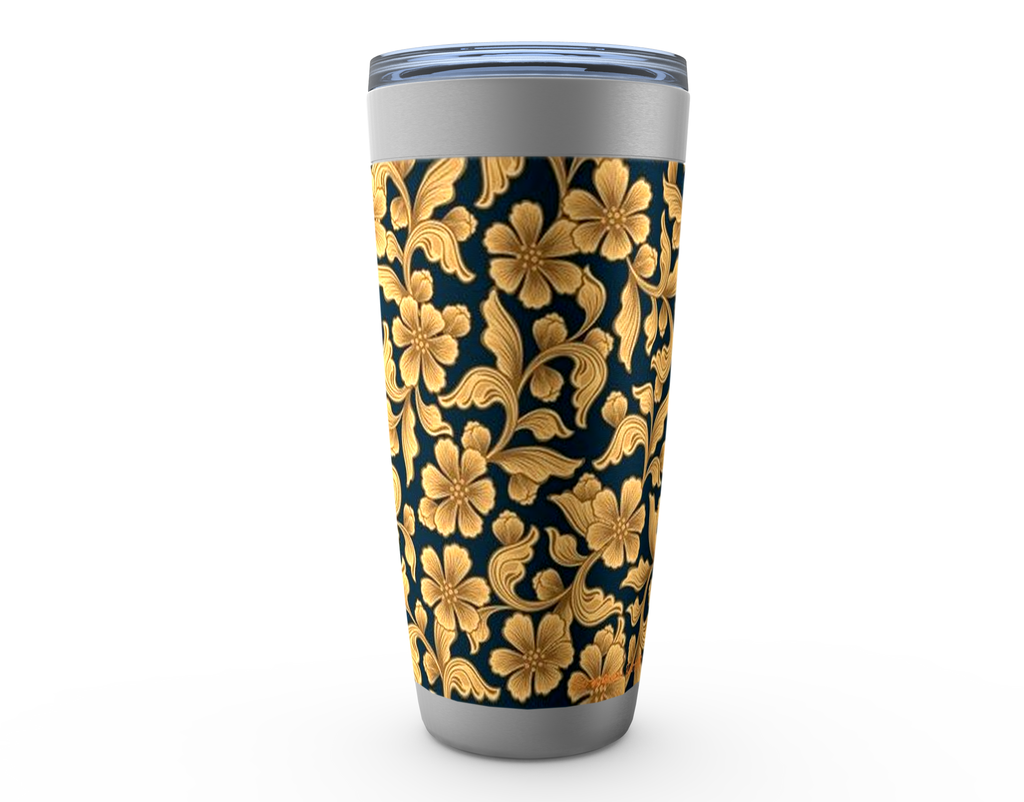 Cowgirl Roots™ Golden Flowers Tumbler 20oz Stainless Steel Insulated Hot and Cold Travel Mugs