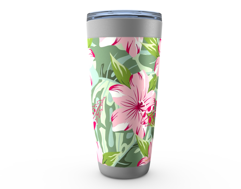 Cowgirl Roots™ Allamanda Flowers and Feathers Tumbler 20oz Stainless Steel Insulated Hot and Cold Travel Mugs