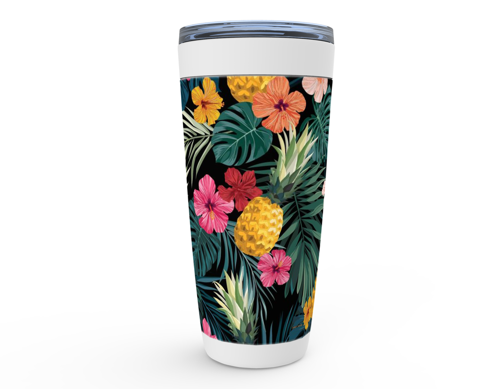 Cowgirl Roots™ Pineapples and Hibiscus Flowers Tumbler 20oz Stainless Steel Insulated Hot and Cold Travel Mugs