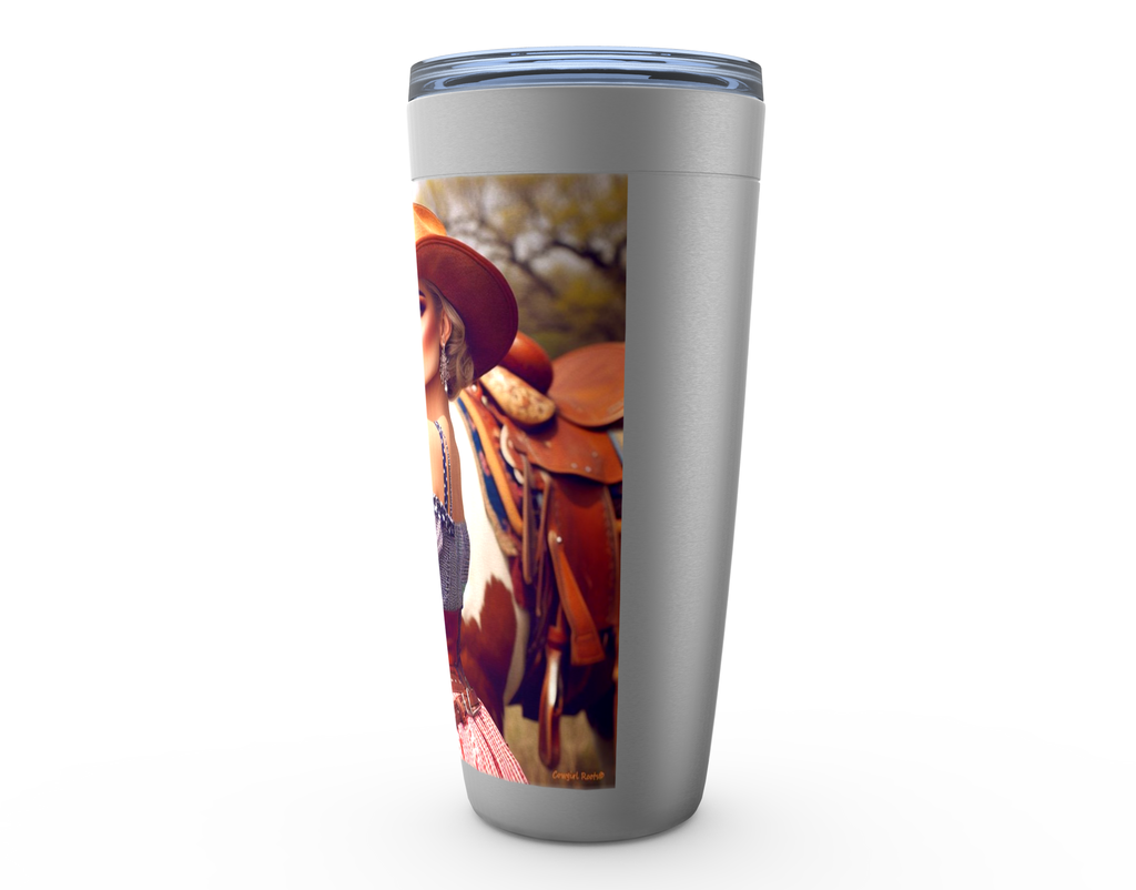 Cowgirl Roots™ Prairie Pin Up Cowgirl Tumbler 20oz Stainless Steel Insulated Hot and Cold Travel Mugs