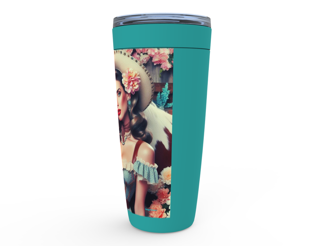 Cowgirl Roots™ Delilah Pin Up Cowgirl Tumbler 20oz Stainless Steel Insulated Hot and Cold Travel Mugs