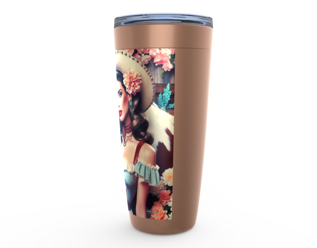 Cowgirl Roots™ Delilah Pin Up Cowgirl Tumbler 20oz Stainless Steel Insulated Hot and Cold Travel Mugs