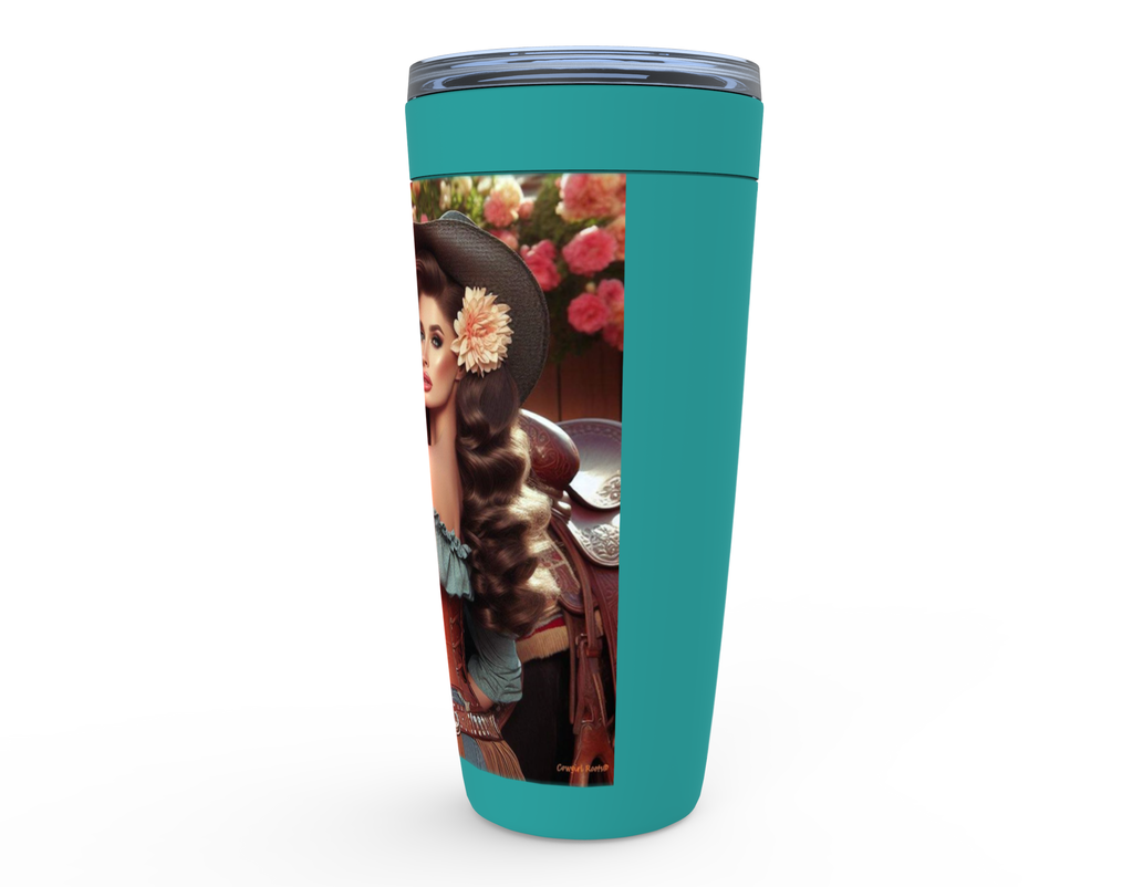 Cowgirl Roots™ Hillary Pin Up Cowgirl Tumbler 20oz Stainless Steel Insulated Hot and Cold Travel Mugs