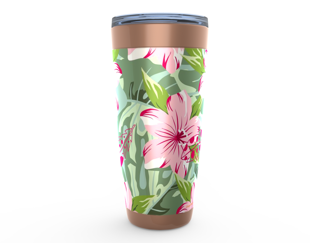 Cowgirl Roots™ Allamanda Flowers and Feathers Tumbler 20oz Stainless Steel Insulated Hot and Cold Travel Mugs