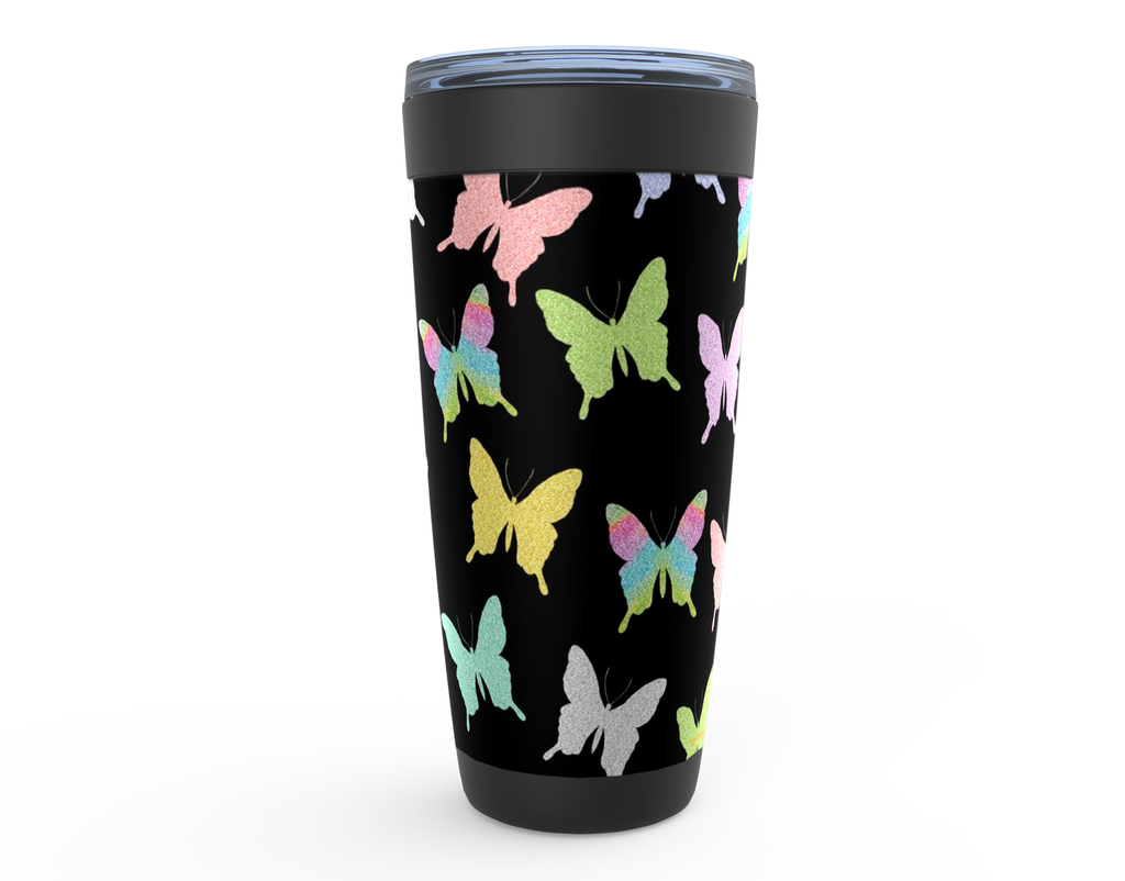 Cowgirl Roots™ Glitter Butterflies Tumbler 20oz Stainless Steel Insulated Hot and Cold Travel Mugs