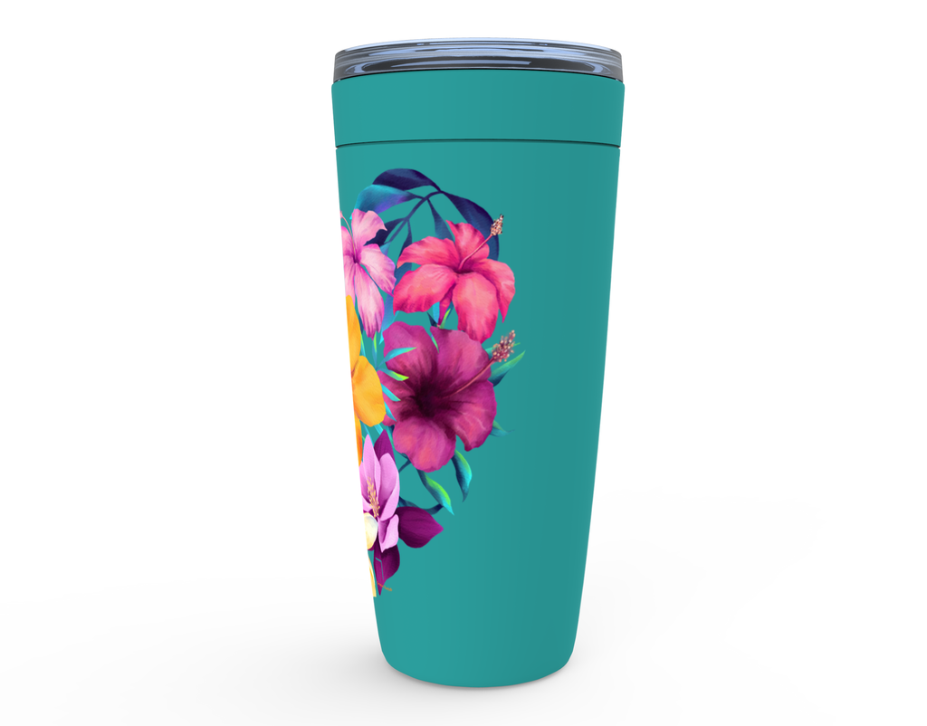 Cowgirl Roots™ Tropical Flower Heart Tumbler 20oz Stainless Steel Insulated Hot and Cold Travel Mugs