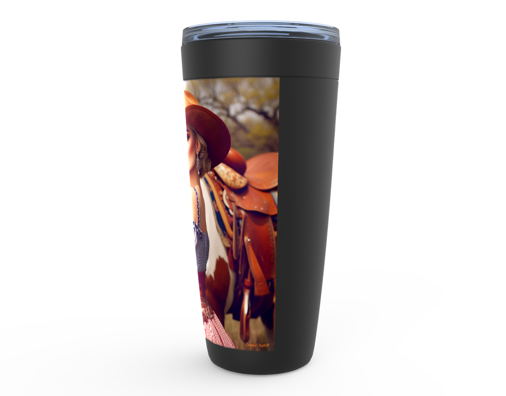 Cowgirl Roots™ Prairie Pin Up Cowgirl Tumbler 20oz Stainless Steel Insulated Hot and Cold Travel Mugs