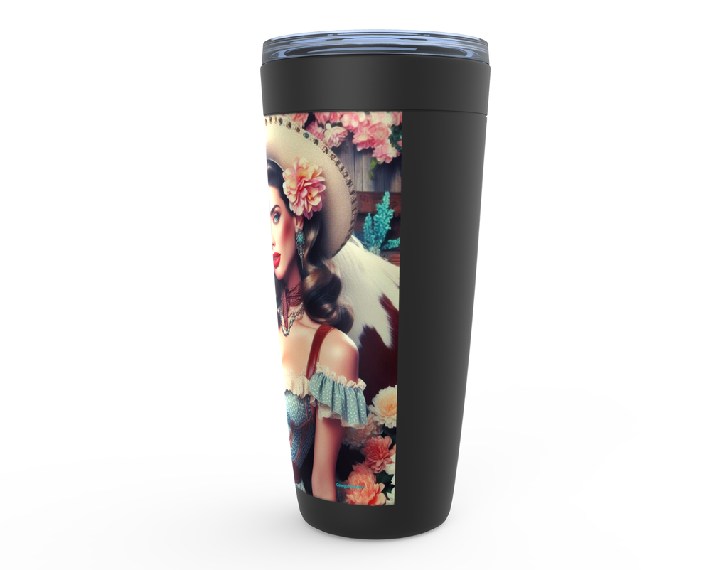 Cowgirl Roots™ Delilah Pin Up Cowgirl Tumbler 20oz Stainless Steel Insulated Hot and Cold Travel Mugs