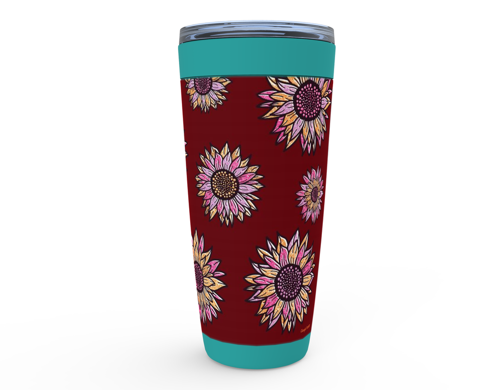 Cowgirl Roots™ Glitter Sunflowers in Red Tumbler 20oz Stainless Steel Insulated Hot and Cold Travel Mugs