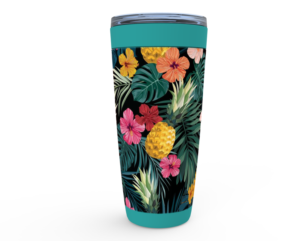 Cowgirl Roots™ Pineapples and Hibiscus Flowers Tumbler 20oz Stainless Steel Insulated Hot and Cold Travel Mugs