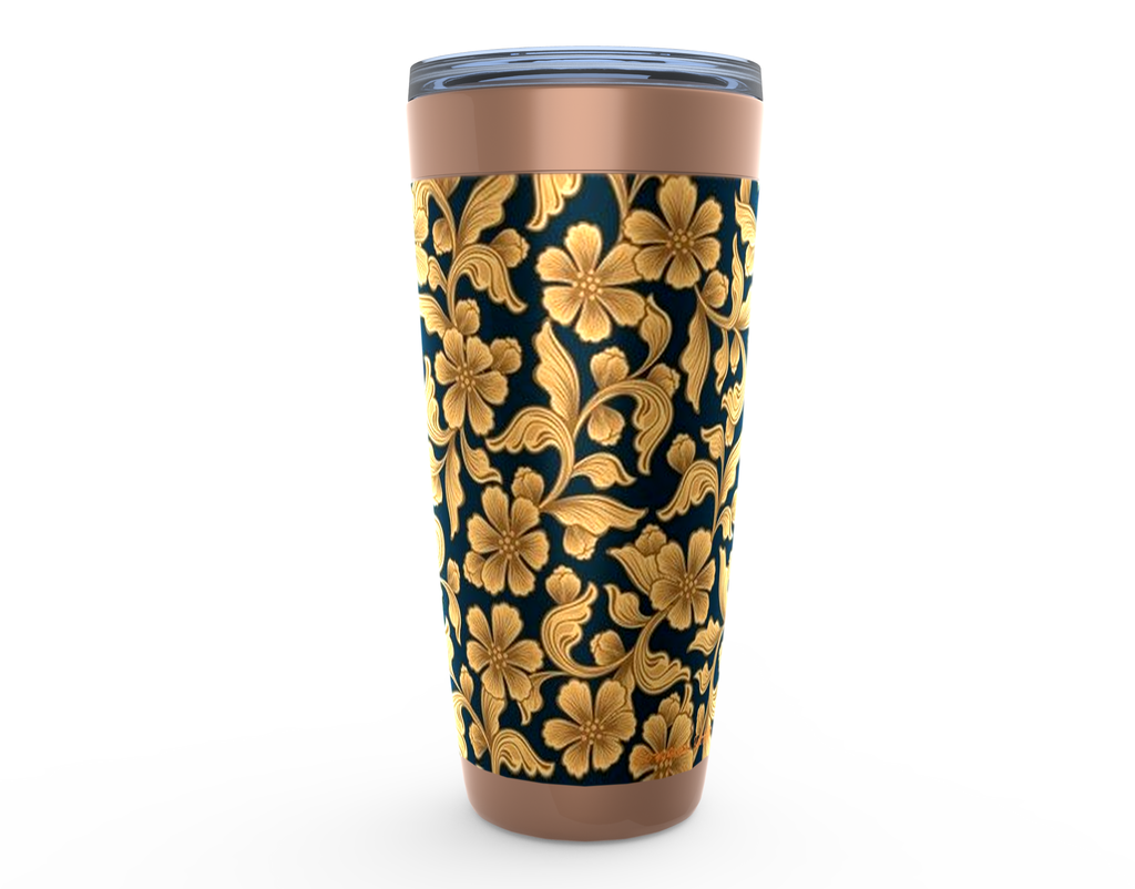 Cowgirl Roots™ Golden Flowers Tumbler 20oz Stainless Steel Insulated Hot and Cold Travel Mugs