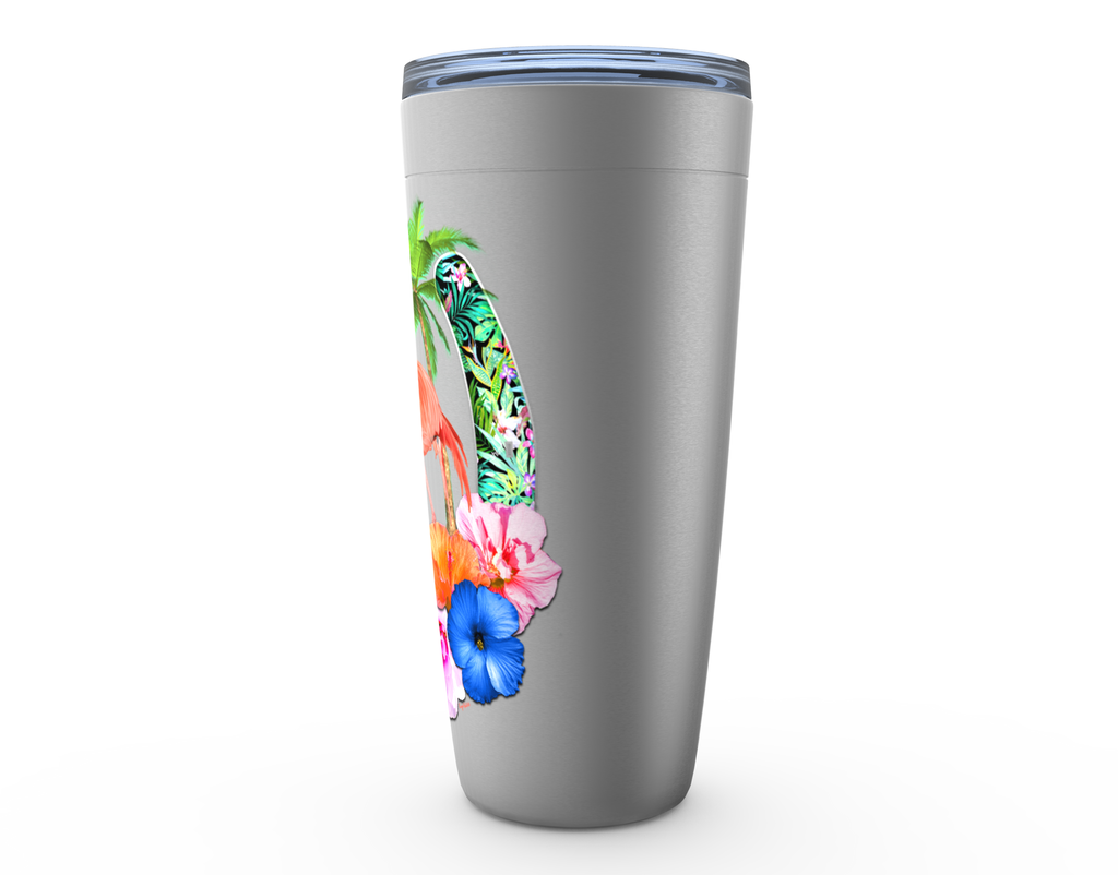 Cowgirl Roots™ Tropical Flamingo Horseshoes Tumbler 20oz Stainless Steel Insulated Hot and Cold Travel Mugs