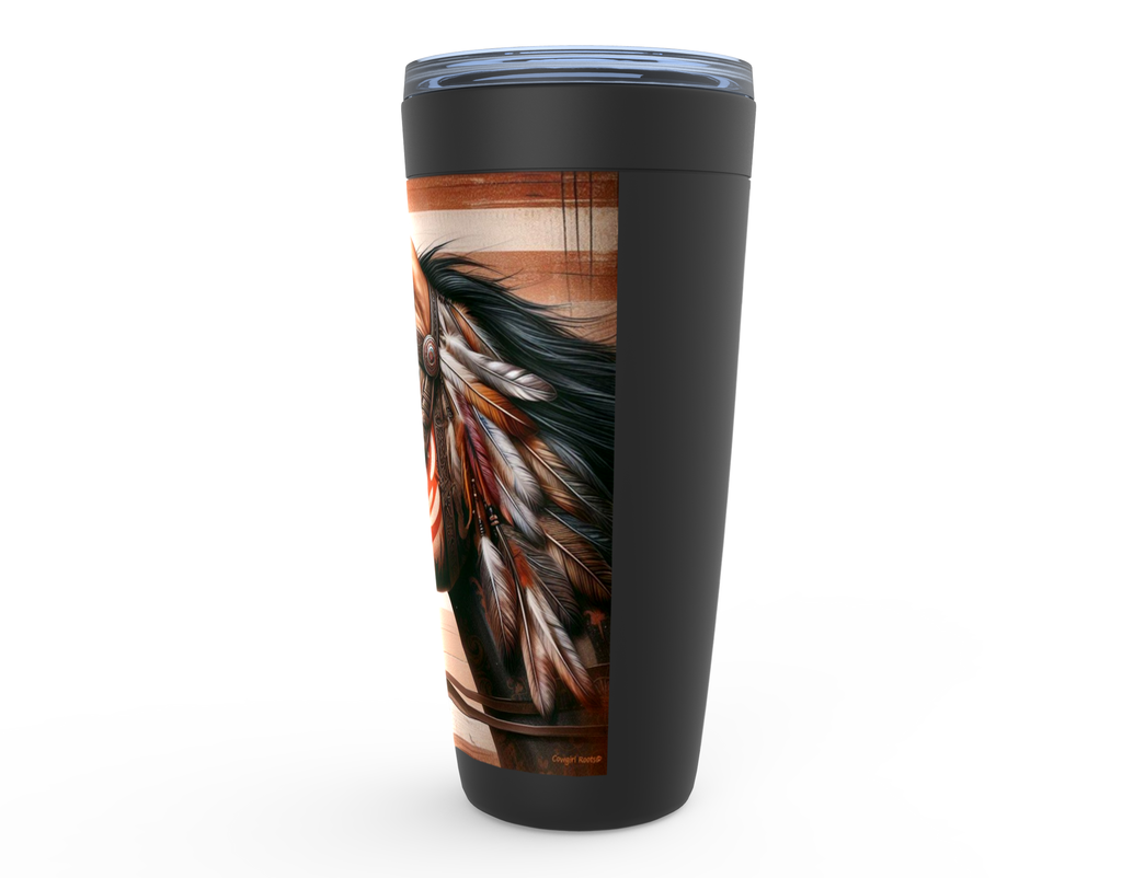 Cowgirl Roots™ Tumbler 20oz Patriotic Freedom Flag Horse Stainless Steel Insulated Hot and Cold Travel Tumbler Mugs