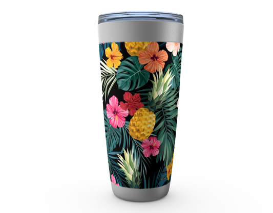 Cowgirl Roots™ Pineapples and Hibiscus Flowers Tumbler 20oz Stainless Steel Insulated Hot and Cold Travel Mugs