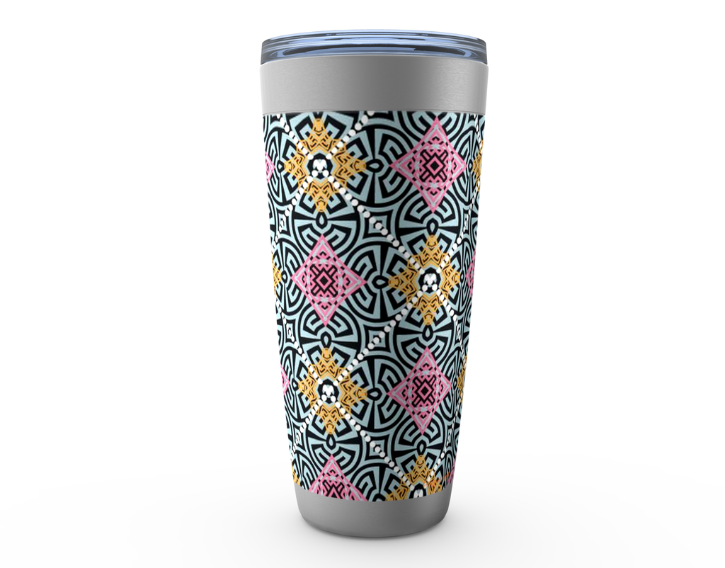 Cowgirl Roots™ Azteca Tribal Flower Design Tumbler 20oz Stainless Steel Insulated Hot and Cold Travel Mugs