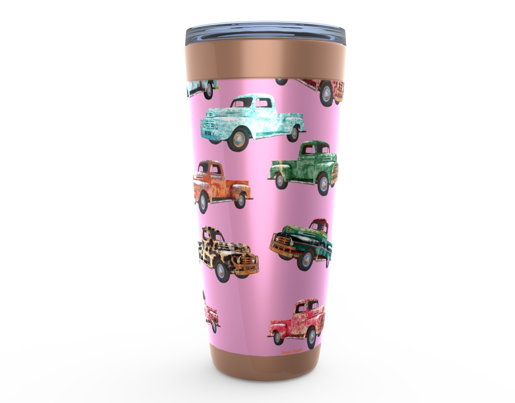 Cowgirl Roots™ Bohemian Vintage Trucks Tumbler 20oz Stainless Steel Insulated Hot and Cold Travel Mugs