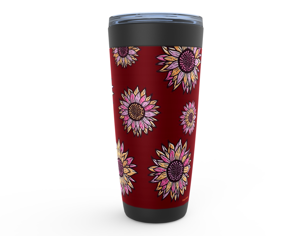 Cowgirl Roots™ Glitter Sunflowers in Red Tumbler 20oz Stainless Steel Insulated Hot and Cold Travel Mugs