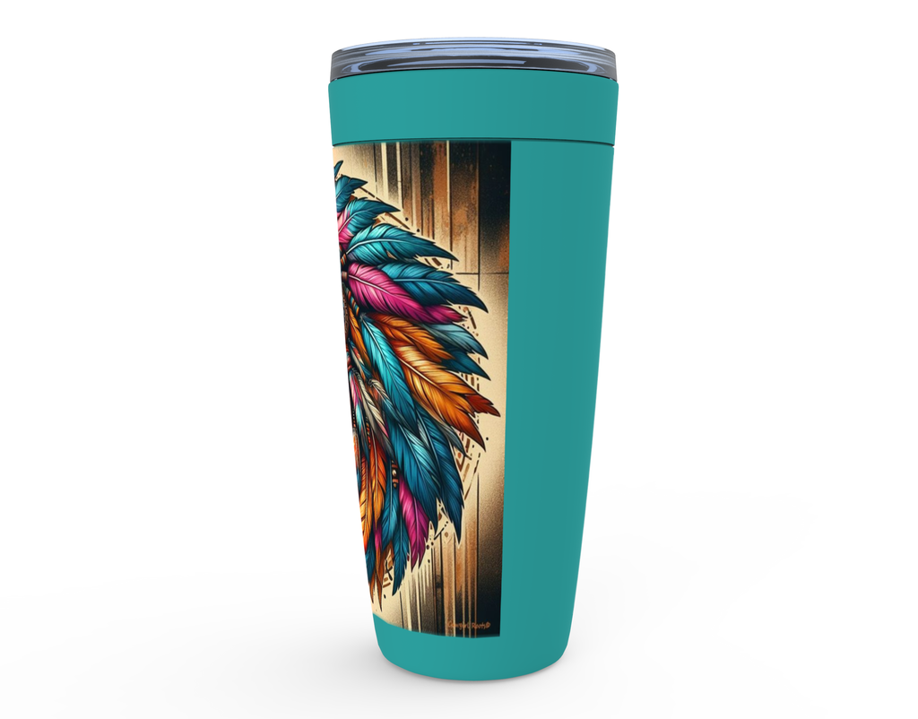 Cowgirl Roots™ Tribal Horse Chief Tumbler 20oz Rodeo Barrel Racer Stainless Steel Insulated Hot and Cold Travel Tumbler Mugs