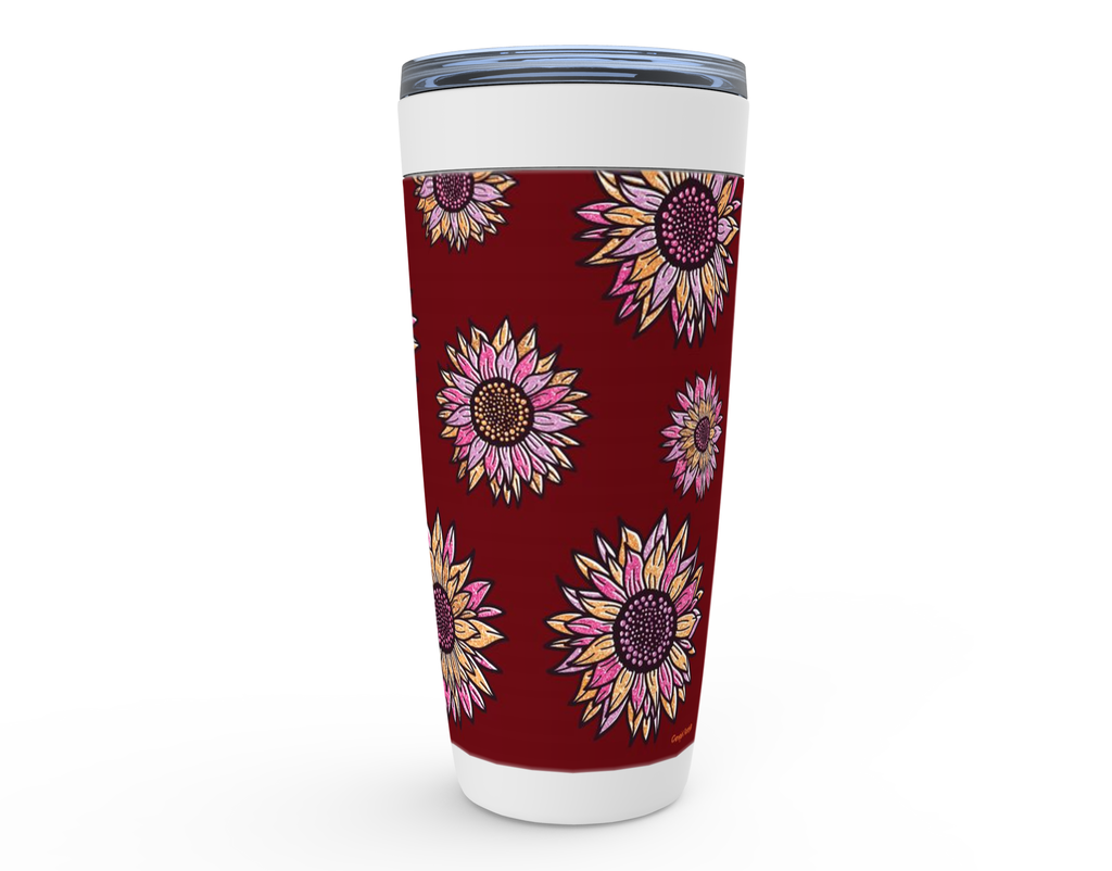 Cowgirl Roots™ Glitter Sunflowers in Red Tumbler 20oz Stainless Steel Insulated Hot and Cold Travel Mugs