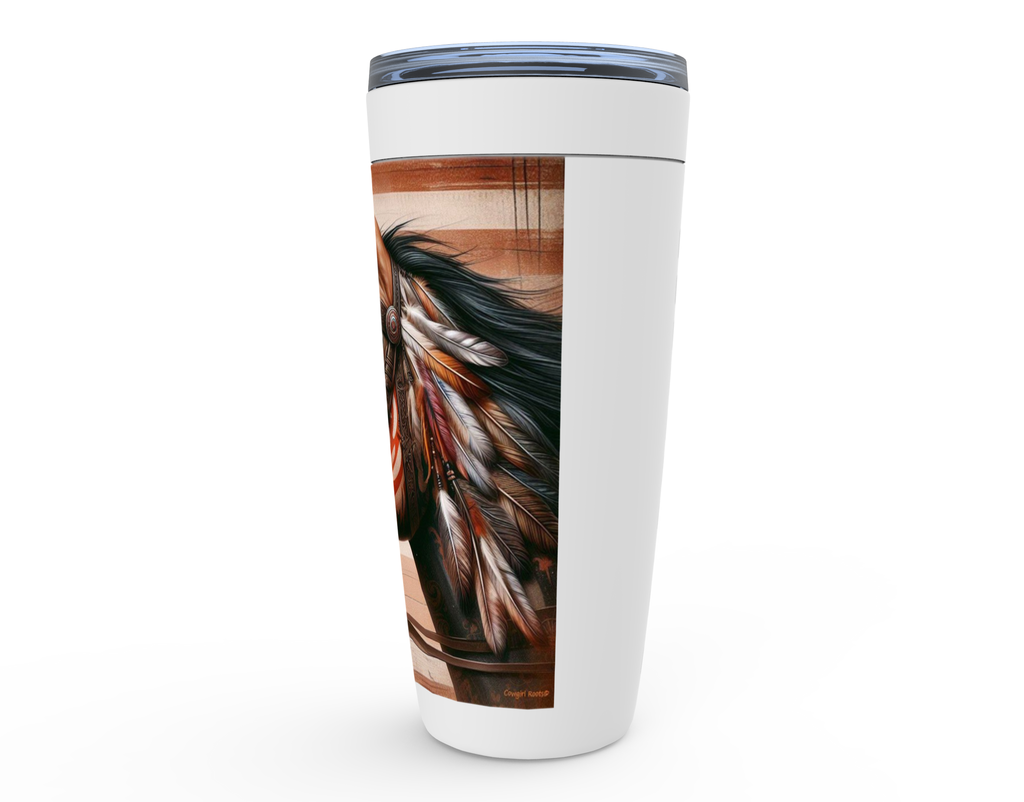 Cowgirl Roots™ Tumbler 20oz Patriotic Freedom Flag Horse Stainless Steel Insulated Hot and Cold Travel Tumbler Mugs