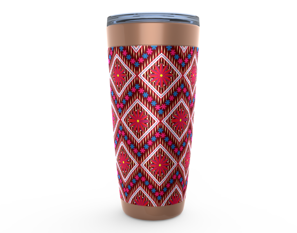 Cowgirl Roots™ Tribal Tropic Flower Design Tumbler 20oz Stainless Steel Insulated Hot and Cold Travel Mugs