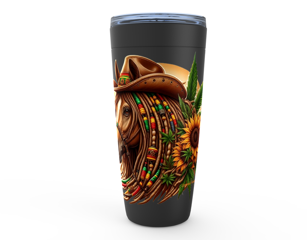 Cowgirl Roots™ Rasta Horse Tumbler 20oz Stainless Steel Insulated Hot and Cold Travel Mugs