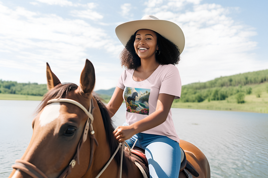 Tropical Black Stallion Horse Scoop Neck T Shirts