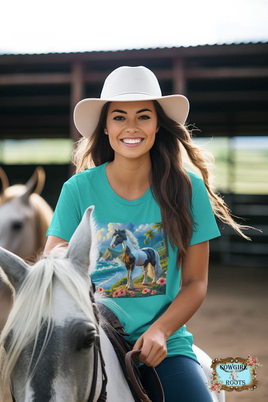 Tropical Black and White Paint Horse T Shirts