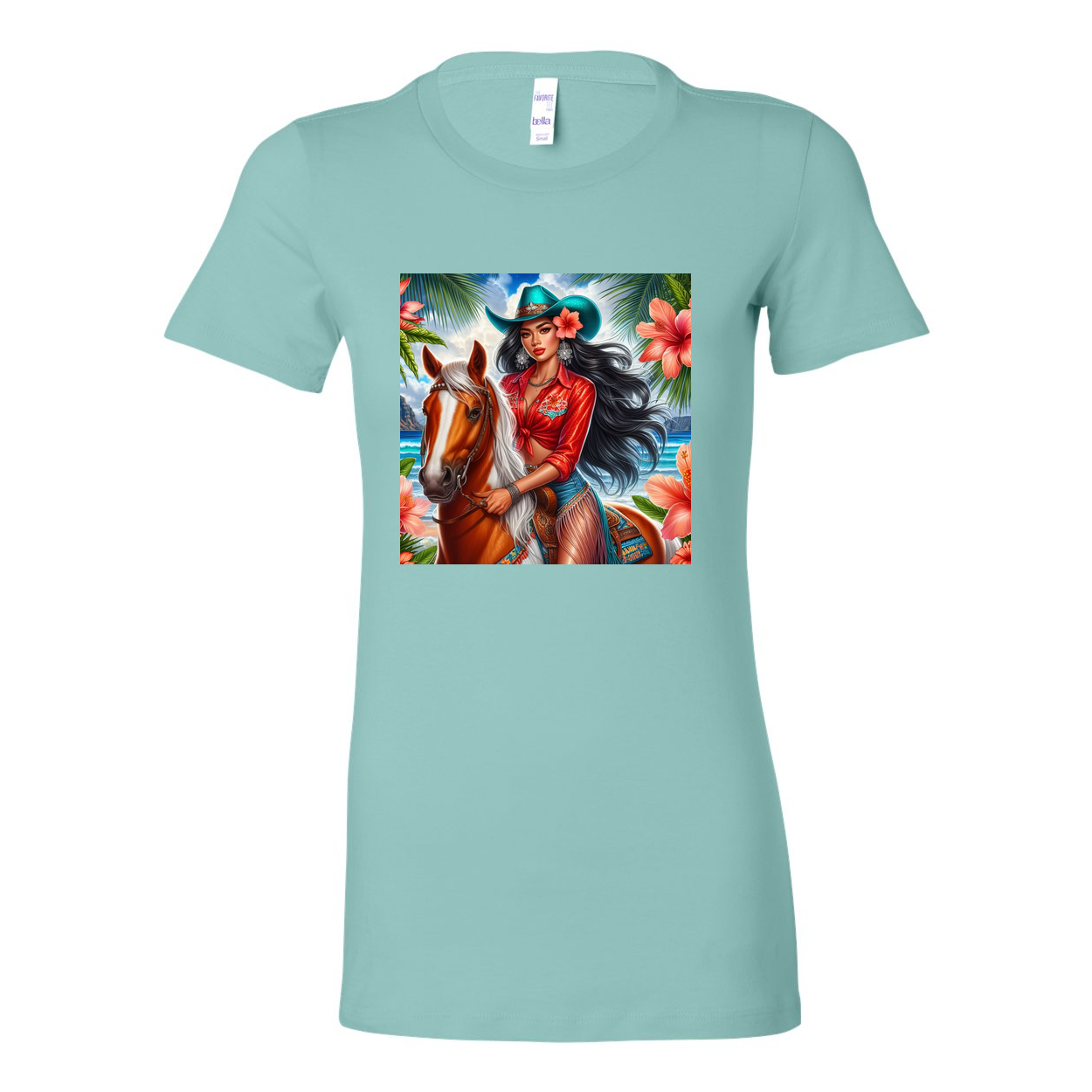 Hawaiian Cowgirl on Horse Favorite T Shirts