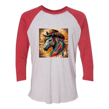 Load image into Gallery viewer, Cowboy Gus Tribal Horse 3 4 Sleeve Raglan T Shirts
