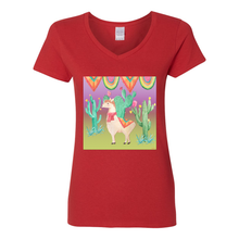 Load image into Gallery viewer, The Lone Llama V-Neck Cotton T-Shirts
