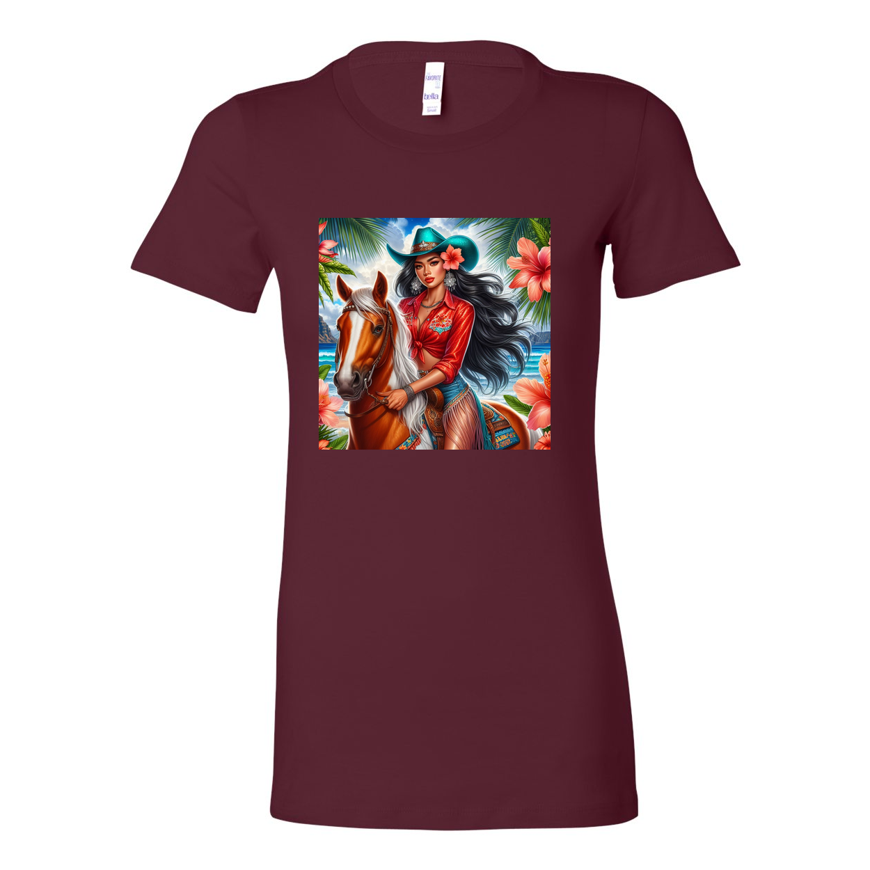 Hawaiian Cowgirl on Horse Favorite T Shirts