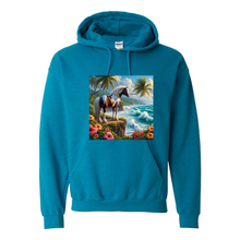 Load image into Gallery viewer, Tropical Red and White Paint Horse Pull Over Front Pocket Hoodies
