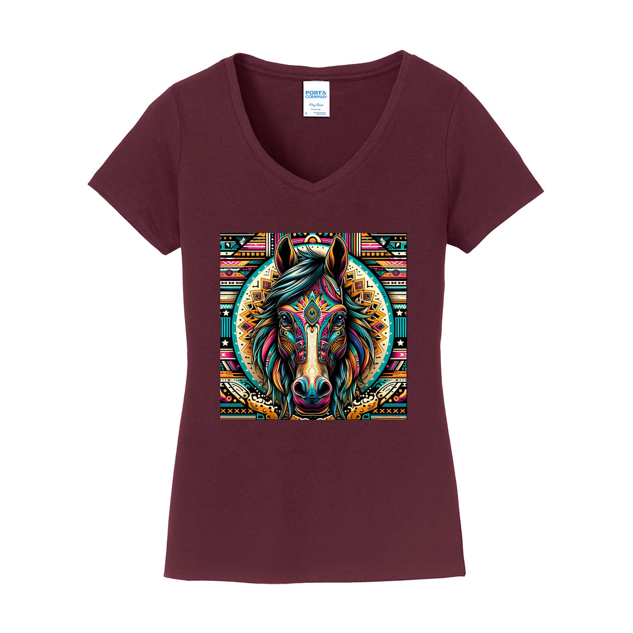 Dusty! Tribal Horse V Neck T Shirts