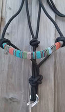 Load and play video in Gallery viewer, Royal Teal Tsarina Sassy Serape Hand Beaded Rope Halter with Lead Rope For Horse and Pony
