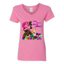 Load image into Gallery viewer, Life Is A Bed Of Roses V-Neck Cotton T-Shirts
