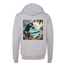 Load image into Gallery viewer, Tropical Grey Stallion Zip-Up Front Pocket Hooded Sweatshirts
