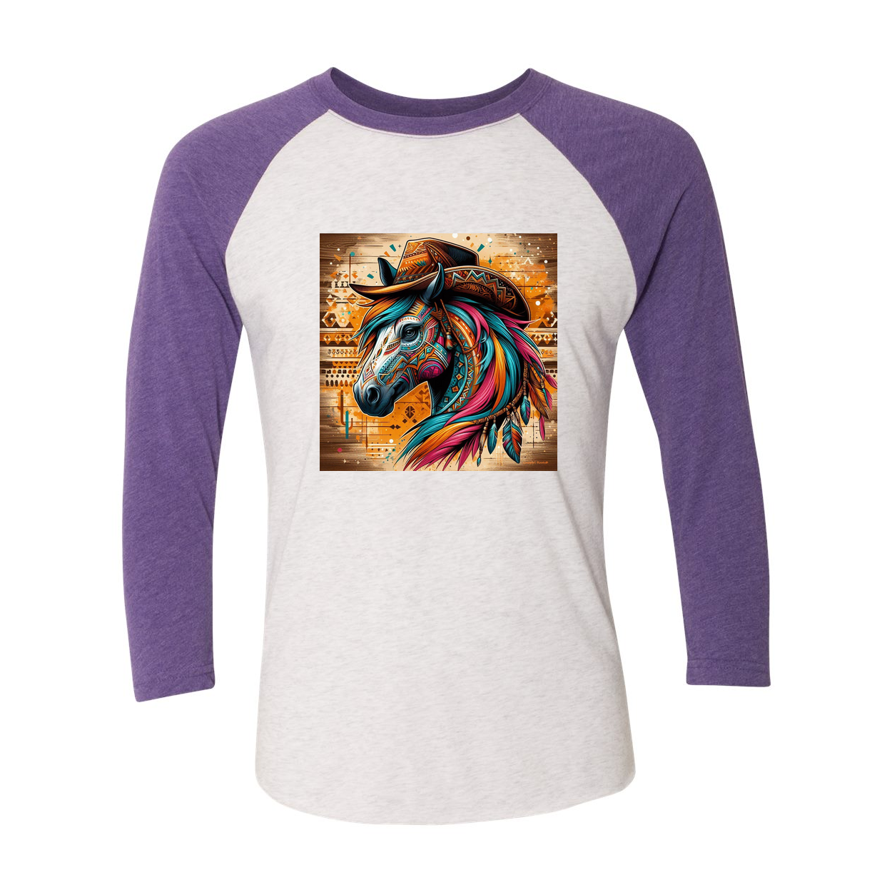 Cowboy Gus Tribal Horse 3 4 Sleeve Raglan T Shirts