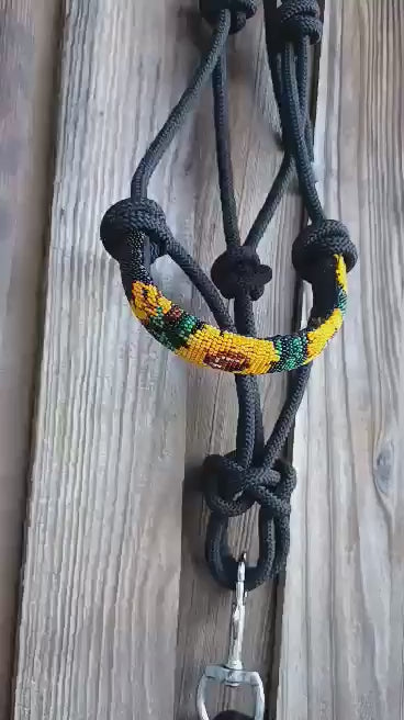 Sunflower Beaded Rope Horse and Pony Halters with Lead