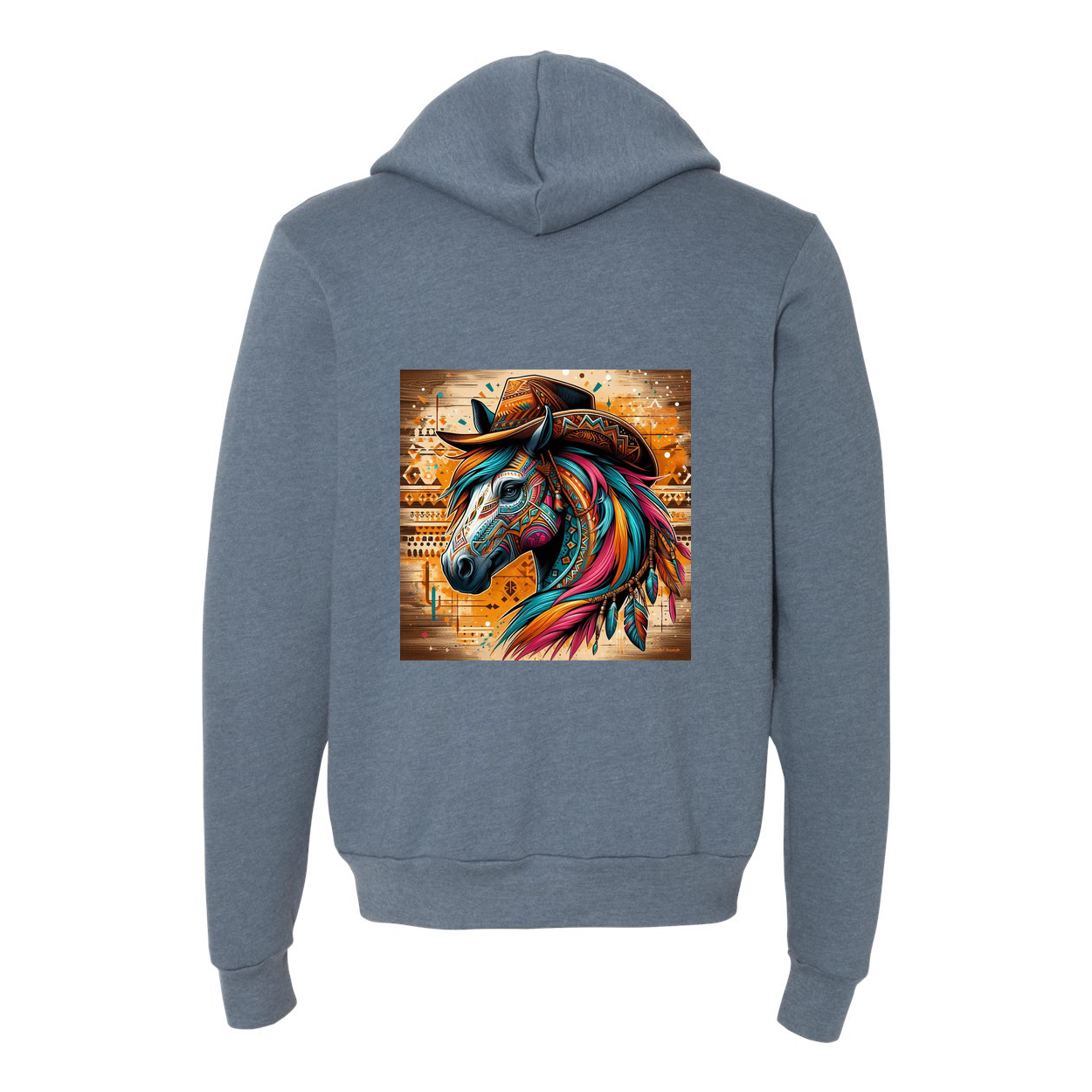 Cowboy Gus Tribal Horse Zip-Up Front Pocket Sweatshirts
