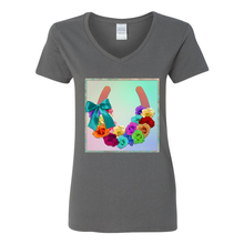 Load image into Gallery viewer, Luck Roses V-Neck Cotton T-Shirts
